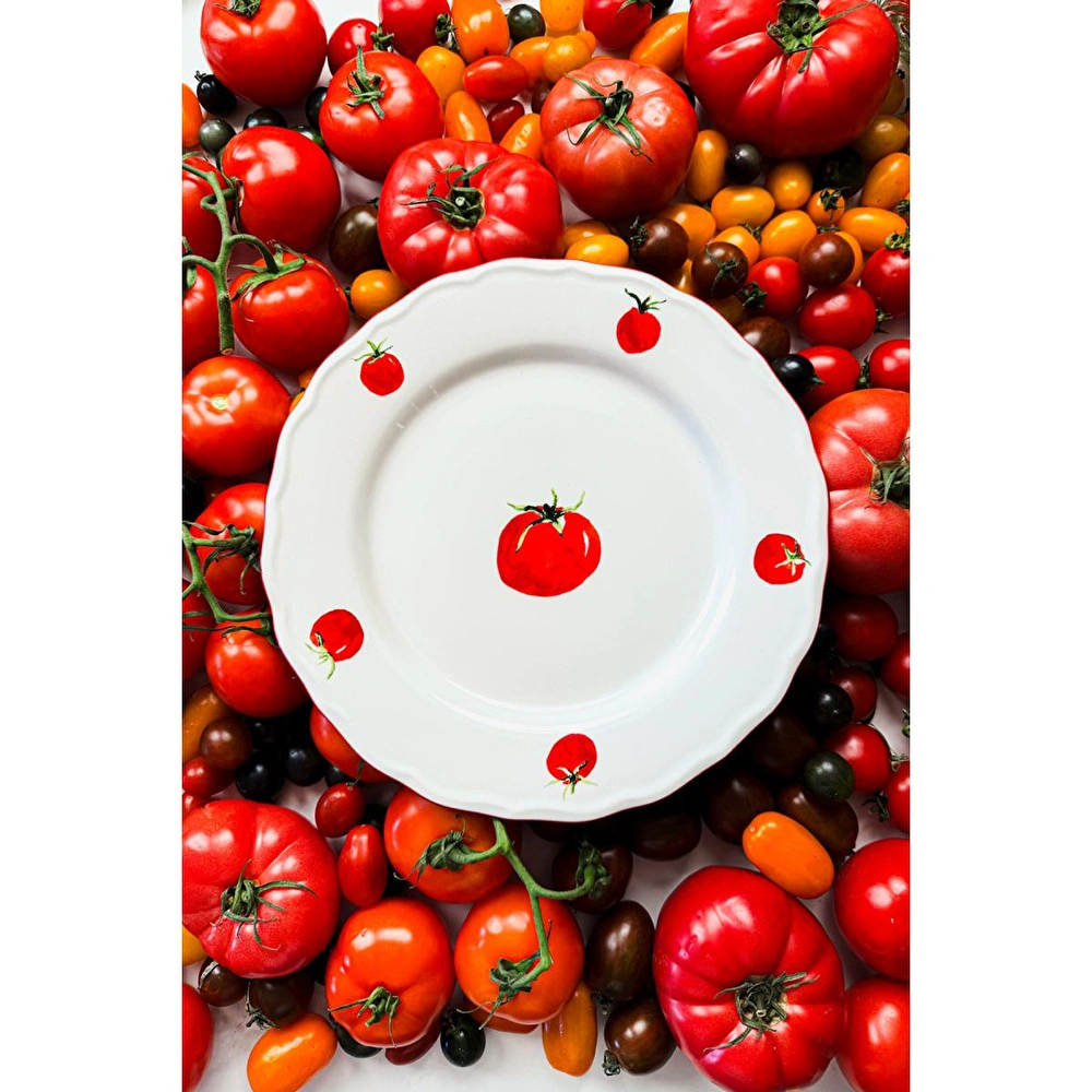 Rakle Pomodoro Stoneware 4'lü Servis Tabağı Seti 28 Cm görseli 4