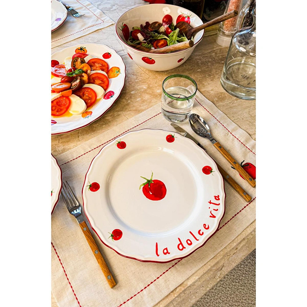 Rakle Pomodoro Stoneware 4'lü Servis Tabağı Seti 28 Cm görseli 2