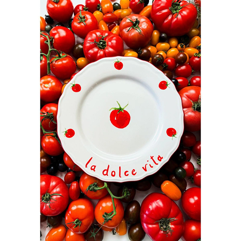 Rakle Pomodoro Stoneware 4'lü Servis Tabağı Seti 28 Cm görseli 3