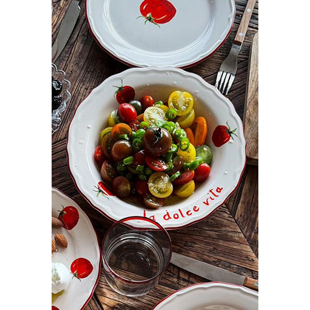 Rakle Pomodoro Stoneware 4'lü Yemek Tabağı Seti 23 Cm görseli 2
