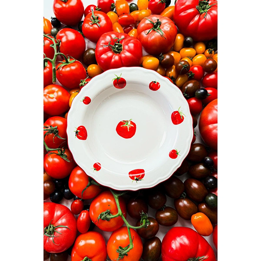 Rakle Pomodoro Stoneware 4'lü Yemek Tabağı Seti 23 Cm görseli 5