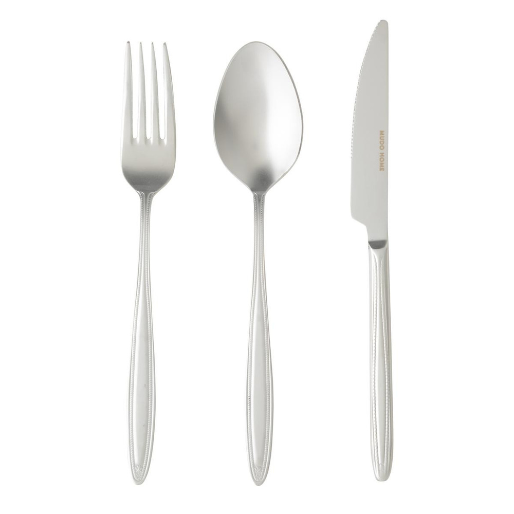 Mudo Home Essen 18 Parça Yemek Çatal Kaşik Biçak Seti̇ Mat Gümüş görseli 2