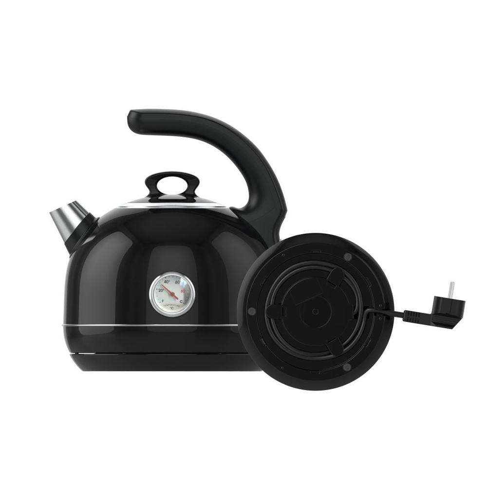 Premier Prk 1215c Retro Tasarımlı Analog Göstergeli Paslanmaz Çelik Hazneli Su Isıtıcısı Cool Touch Kettle Siyah Renk görseli 6
