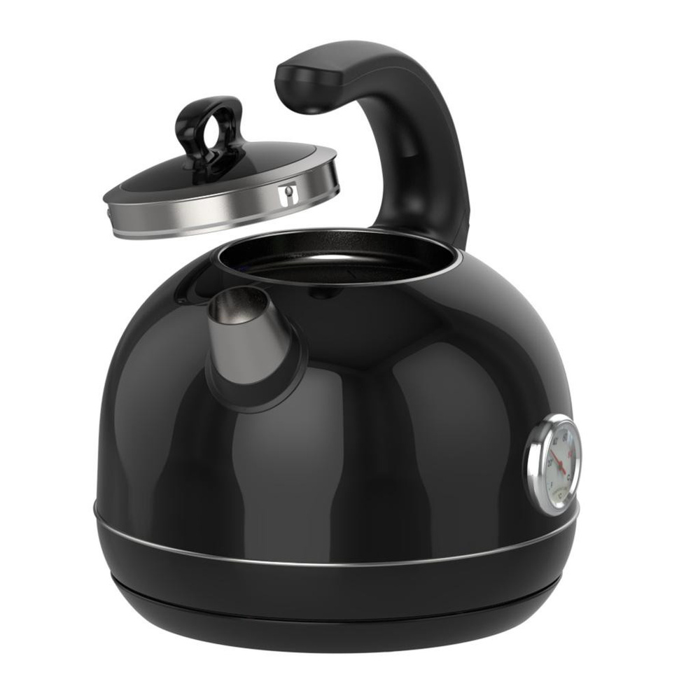 Premier Prk 1215c Retro Tasarımlı Analog Göstergeli Paslanmaz Çelik Hazneli Su Isıtıcısı Cool Touch Kettle Siyah Renk görseli 5