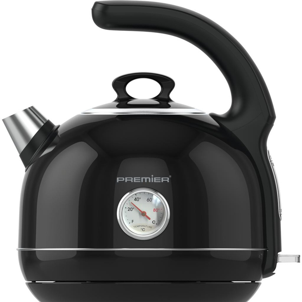 Premier Prk 1215c Retro Tasarımlı Analog Göstergeli Paslanmaz Çelik Hazneli Su Isıtıcısı Cool Touch Kettle Siyah Renk görseli 3