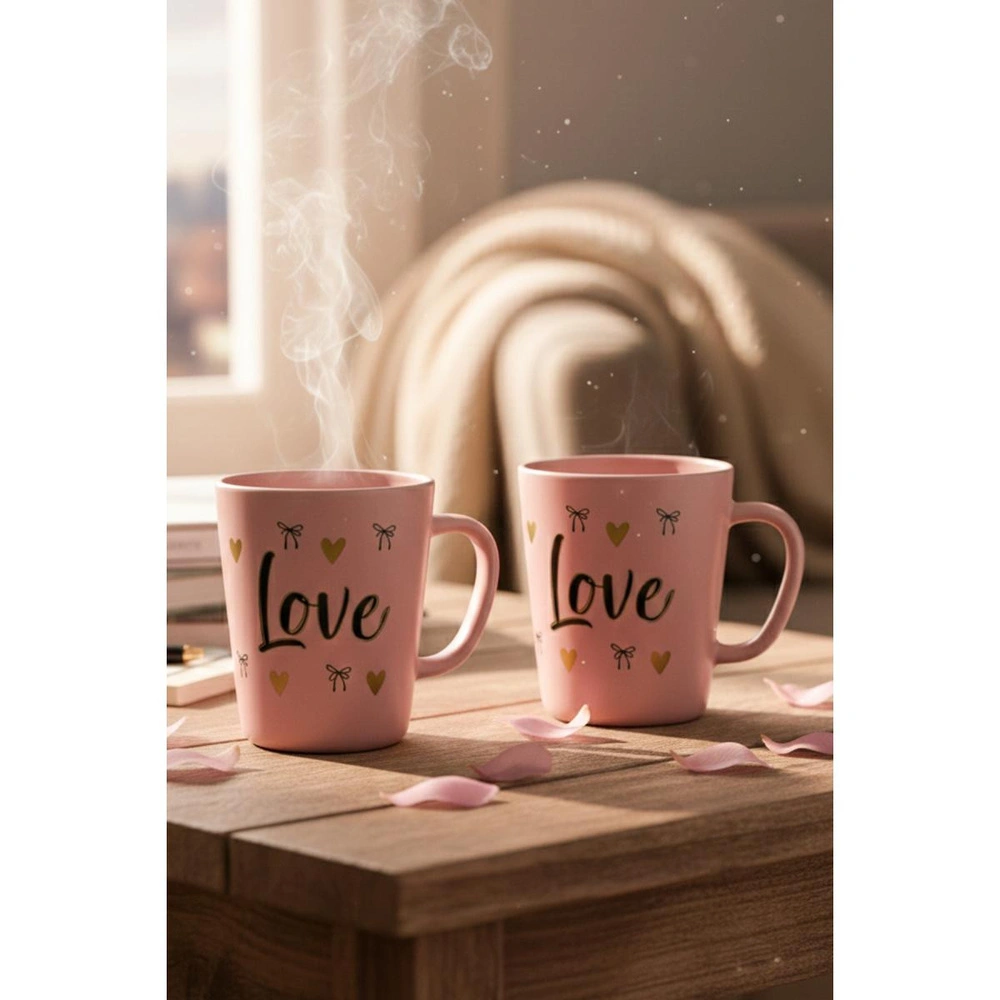 Rakle Love 2'li Kupa Seti Pembe 380 Cc görseli 1