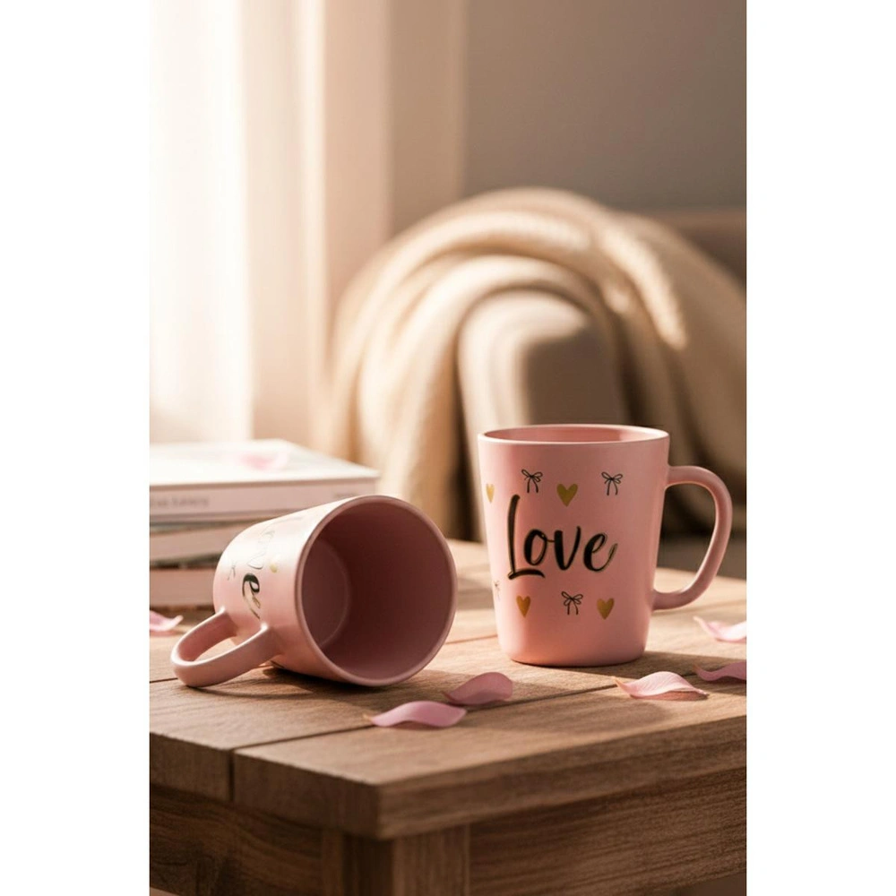 Rakle Love 2'li Kupa Seti Pembe 380 Cc görseli 2