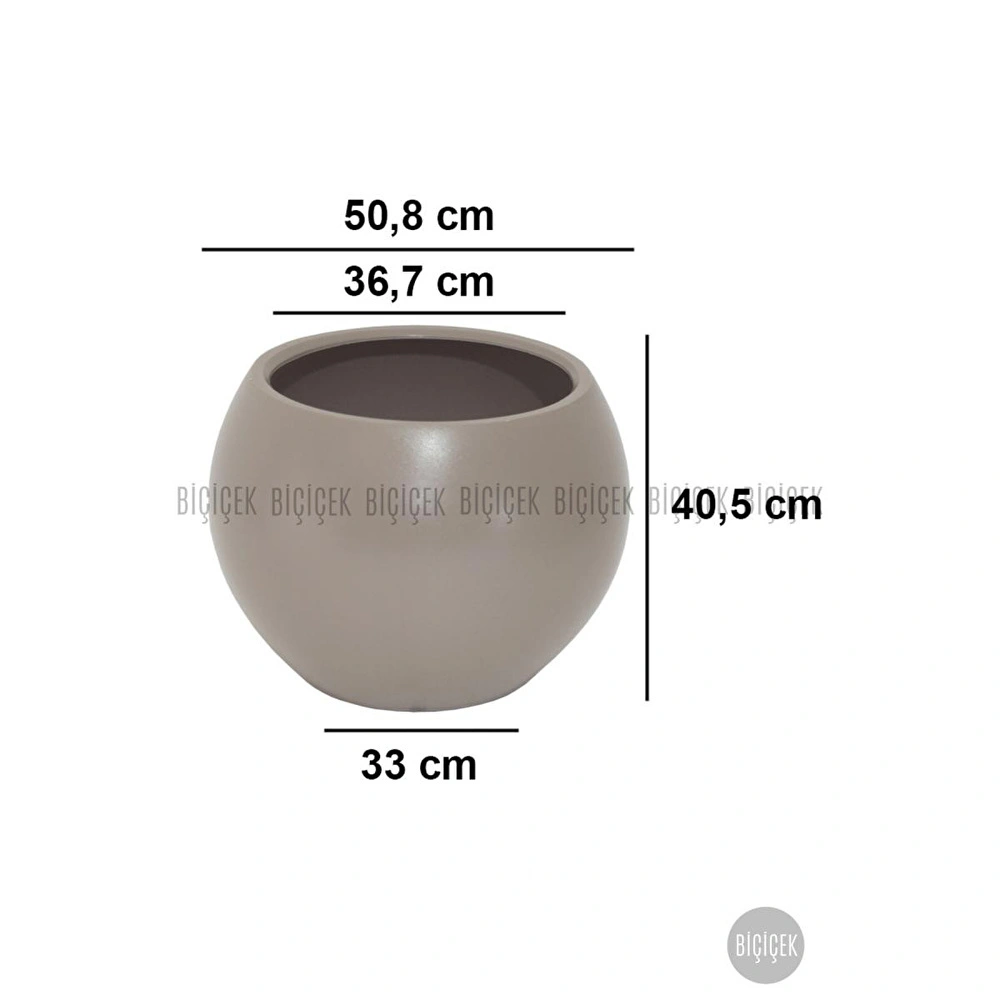 Biçiçek Plastik Küre Saksı 51 Cm Çap Kahverengi görseli 2
