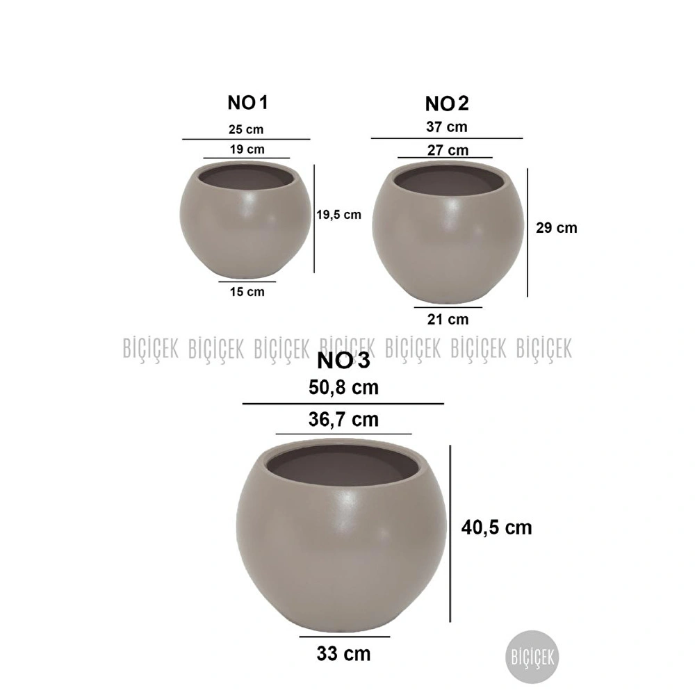 Biçiçek Plastik Küre Saksı 51 Cm Çap Kahverengi görseli 4