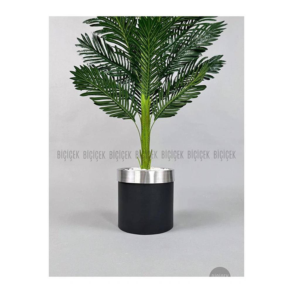 Biçiçek Areka Palmiyesi 150cm Metal Siyah Gümüş Saksıda görseli 2