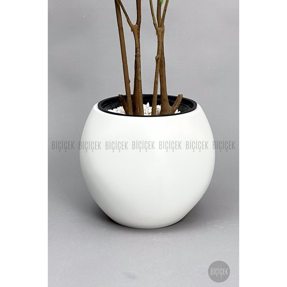 Biçiçek 160 Cm Dragon Bitkisi Yapay Dracaena Küre Saksıda Beyaz görseli 5