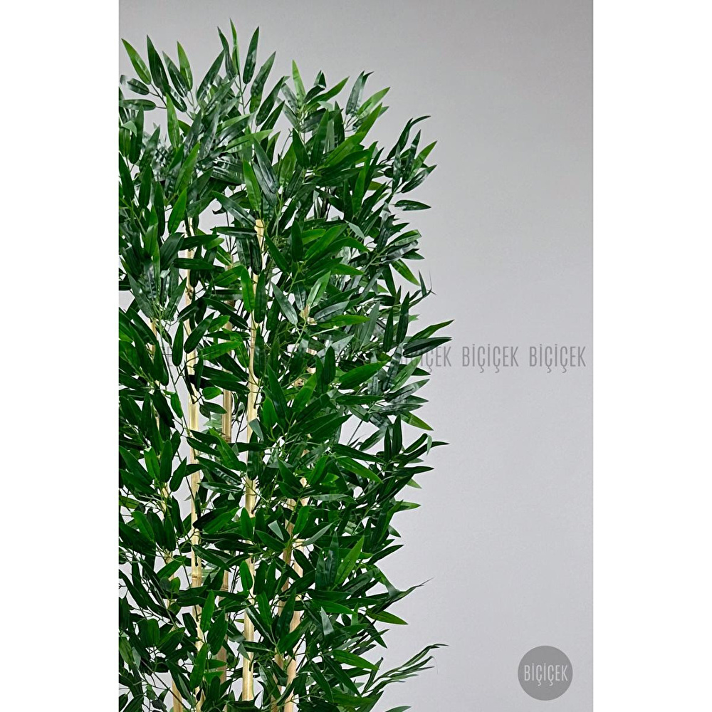 Biçiçek Yapay Bambu Ağacı 170cm Krem Metal Saksıda Gümüş görseli 4