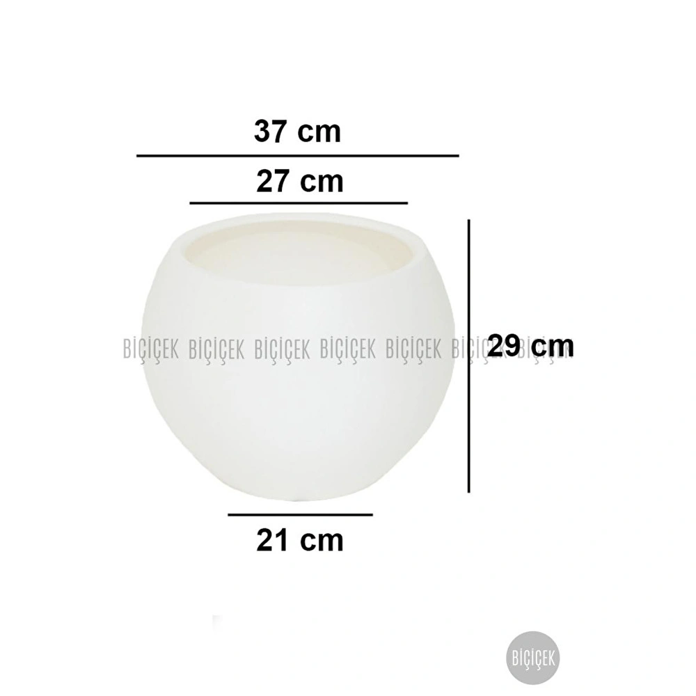 Biçiçek Plastik Küre Saksı 37 Cm Çap Beyaz görseli 2