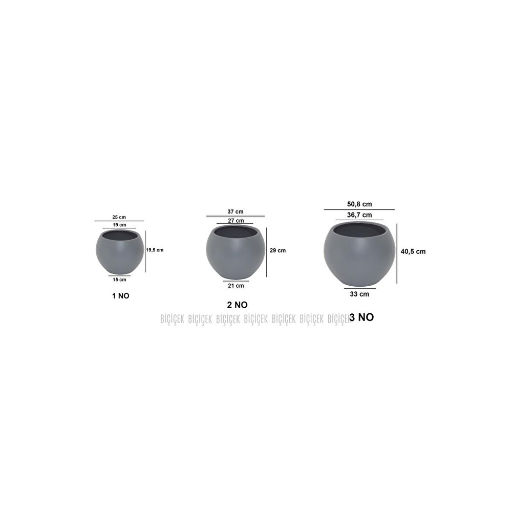 Biçiçek Plastik Küre Saksı 37 Cm Çap Gri görseli 6