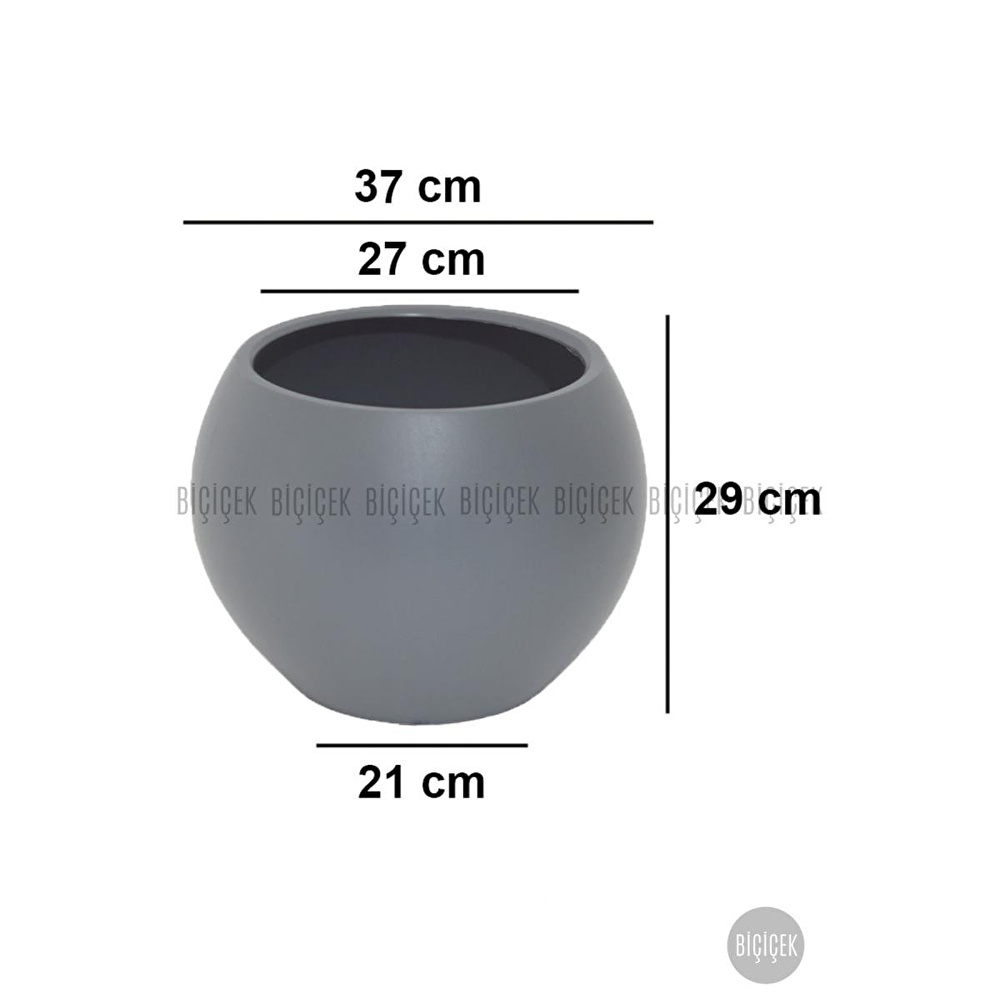 Biçiçek Plastik Küre Saksı 37 Cm Çap Gri görseli 2