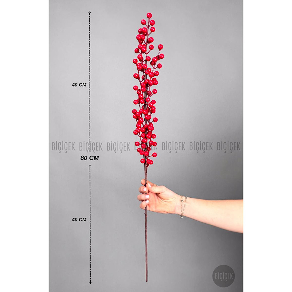 Biçiçek Koki̇na 80 Cm 108 Meyveli̇ Yilbaşi Bi̇tki̇si̇ Tek Dal görseli 2