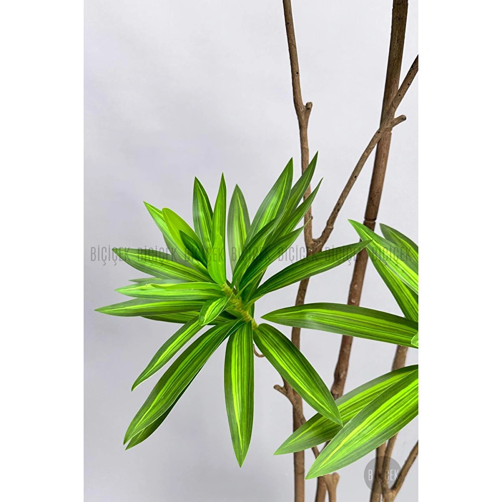 Biçiçek 160 Cm Dragon Bitkisi Yapay Dracaena Küre Saksıda Gri görseli 5