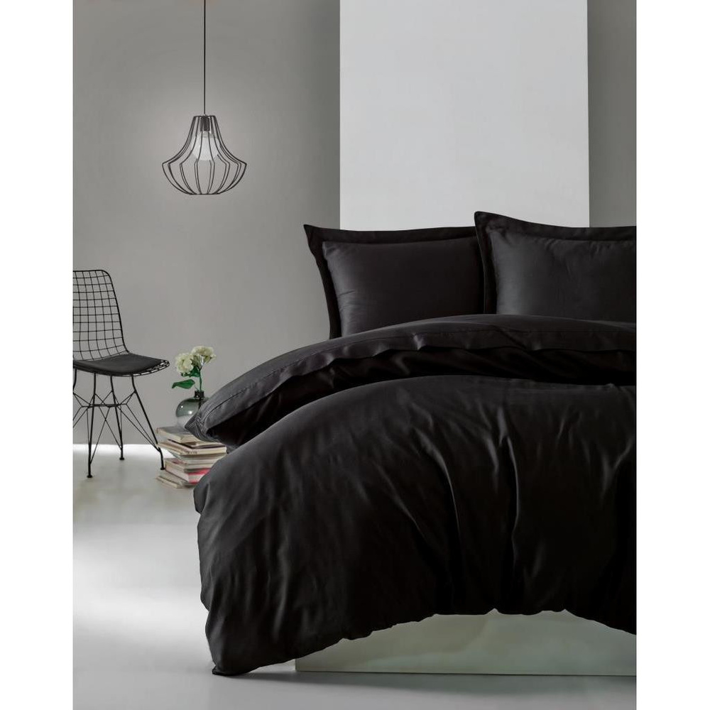 Cotton Box Elegant Saten Çift Kişilik Nevresim Takımı Siyah görseli 1