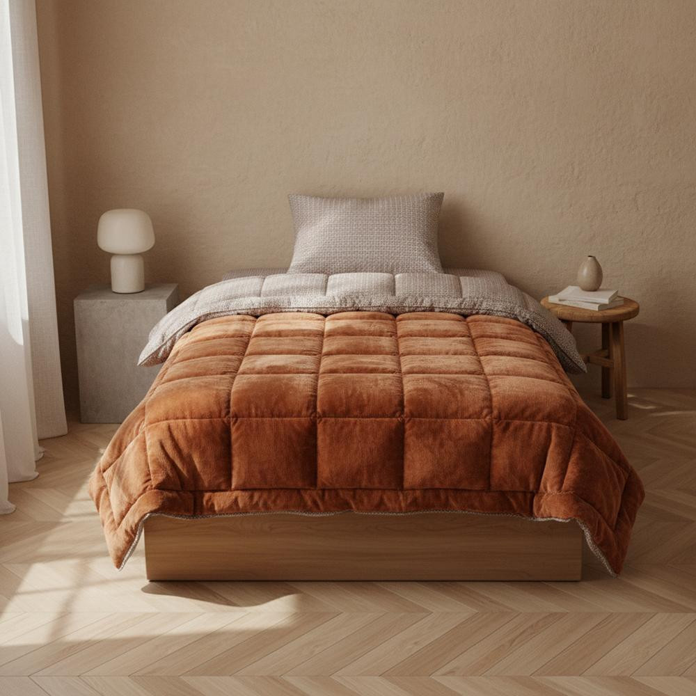 Othello Tek Kişilik Çift Taraflı Welsoft Comforter Yorgan Seti Orange 155x215 Cm - Dormio Soft Trigo Serisi görseli 1