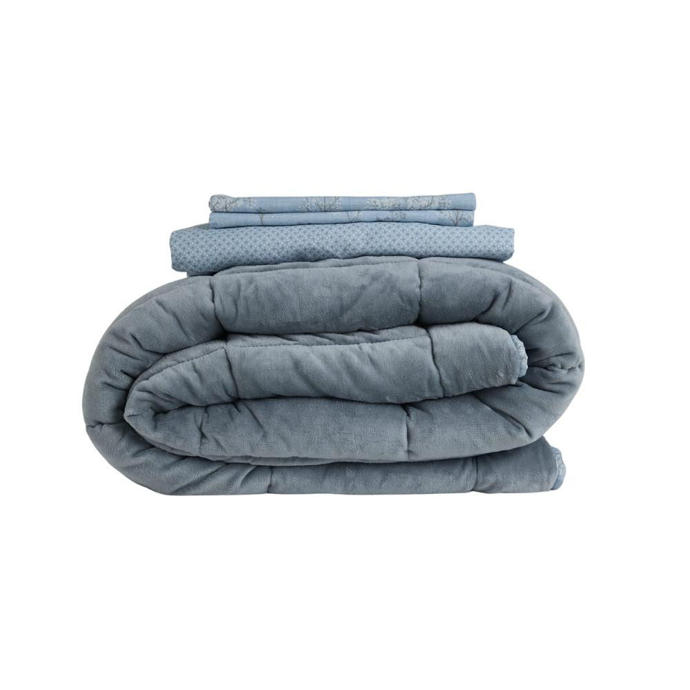 Othello Tek Kişilik Çift Taraflı Welsoft Comforter Yorgan Seti Mavi 155x215 Cm - Dormio Soft Bloom Serisi görseli 5