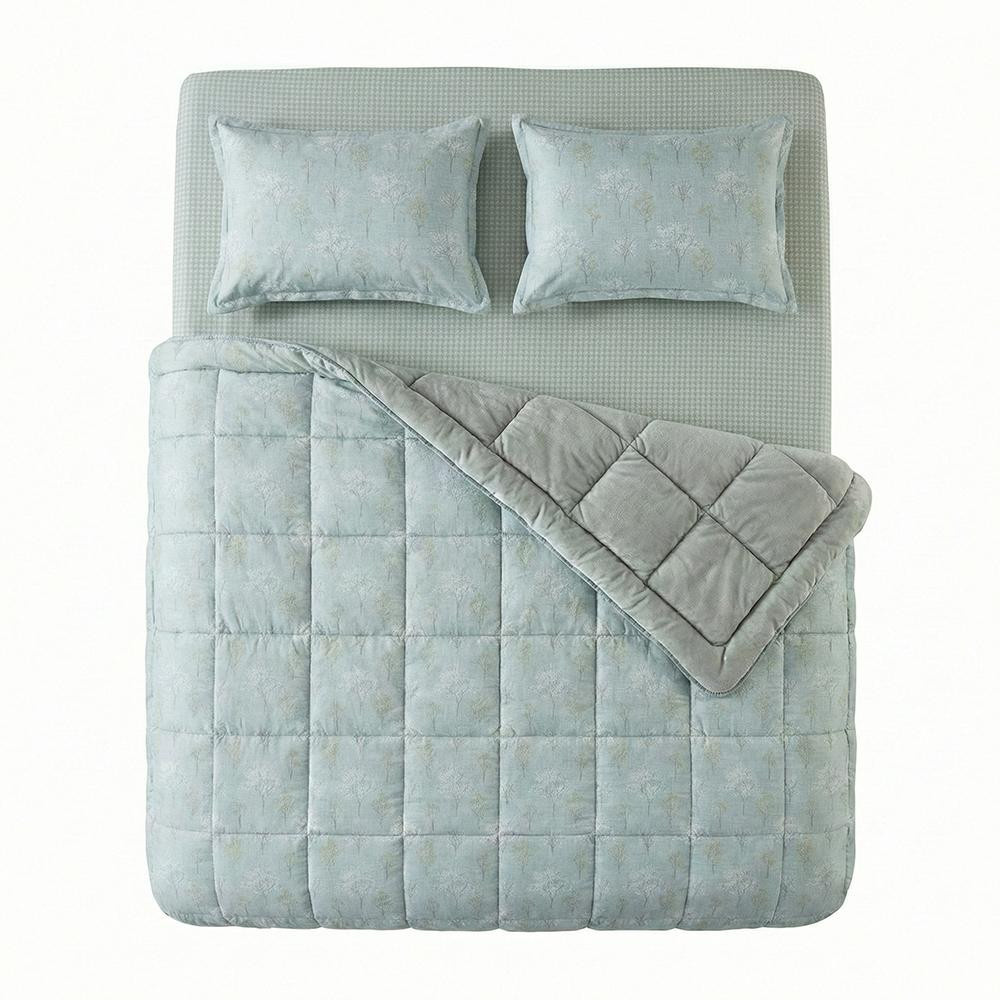 Othello Tek Kişilik Çift Taraflı Welsoft Comforter Yorgan Seti Yeşil 155x215 Cm - Dormio Soft Bloom Serisi görseli 4