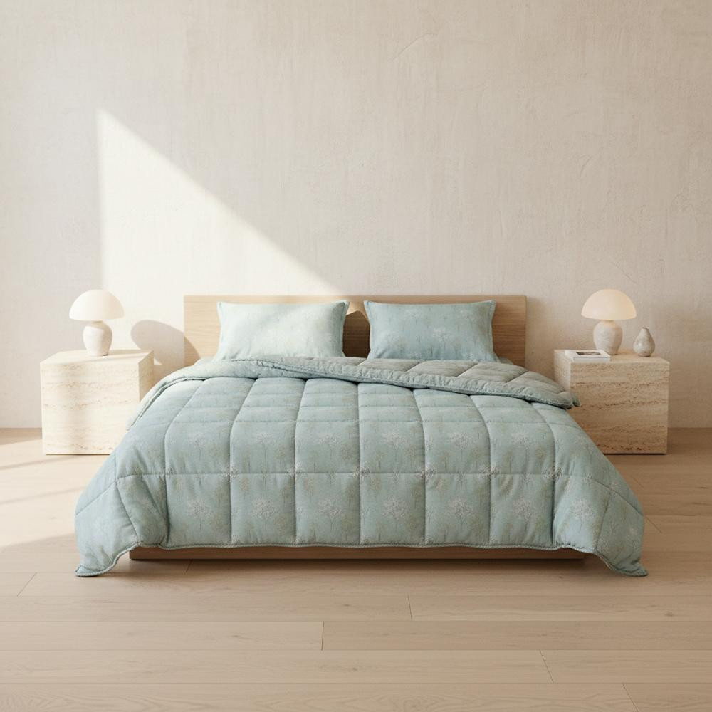 Othello Tek Kişilik Çift Taraflı Welsoft Comforter Yorgan Seti Yeşil 155x215 Cm - Dormio Soft Bloom Serisi görseli 2