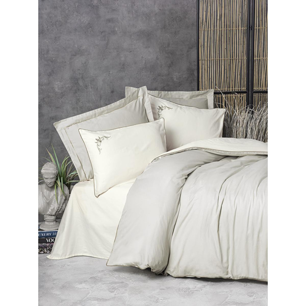 Cotton Box Elite Saten Çift Kişilik Nevresim Takımı Teresa Bej görseli 1
