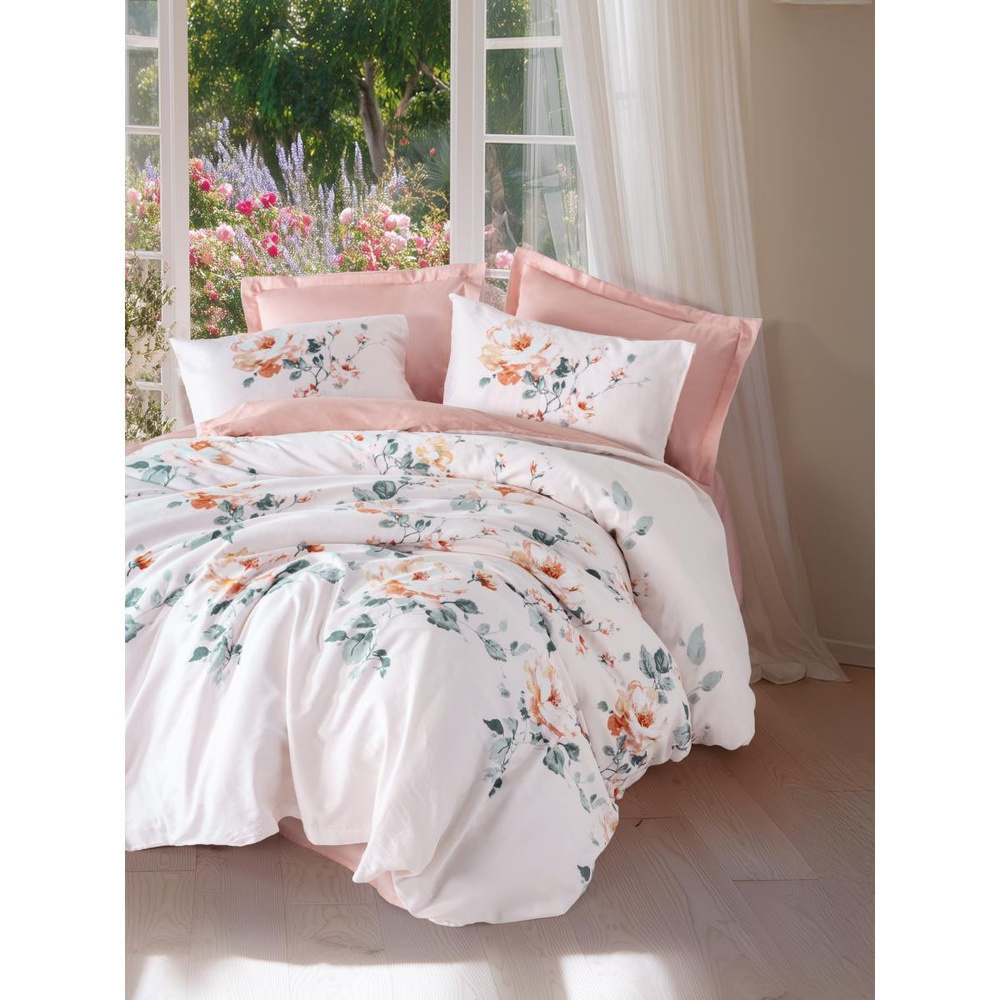 Cotton Box Saten Çift Kişilik Nevresim Takımı Verna Pudra görseli 1