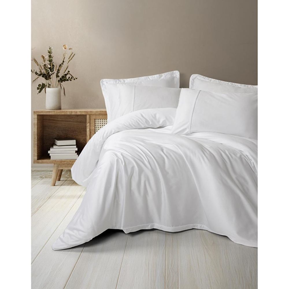 Cotton Box Silky Saten King Size Nevresim Takımı Beyaz görseli 1