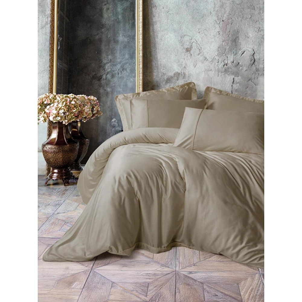 Cotton Box Silky Saten King Size Nevresim Takımı Bej görseli 1
