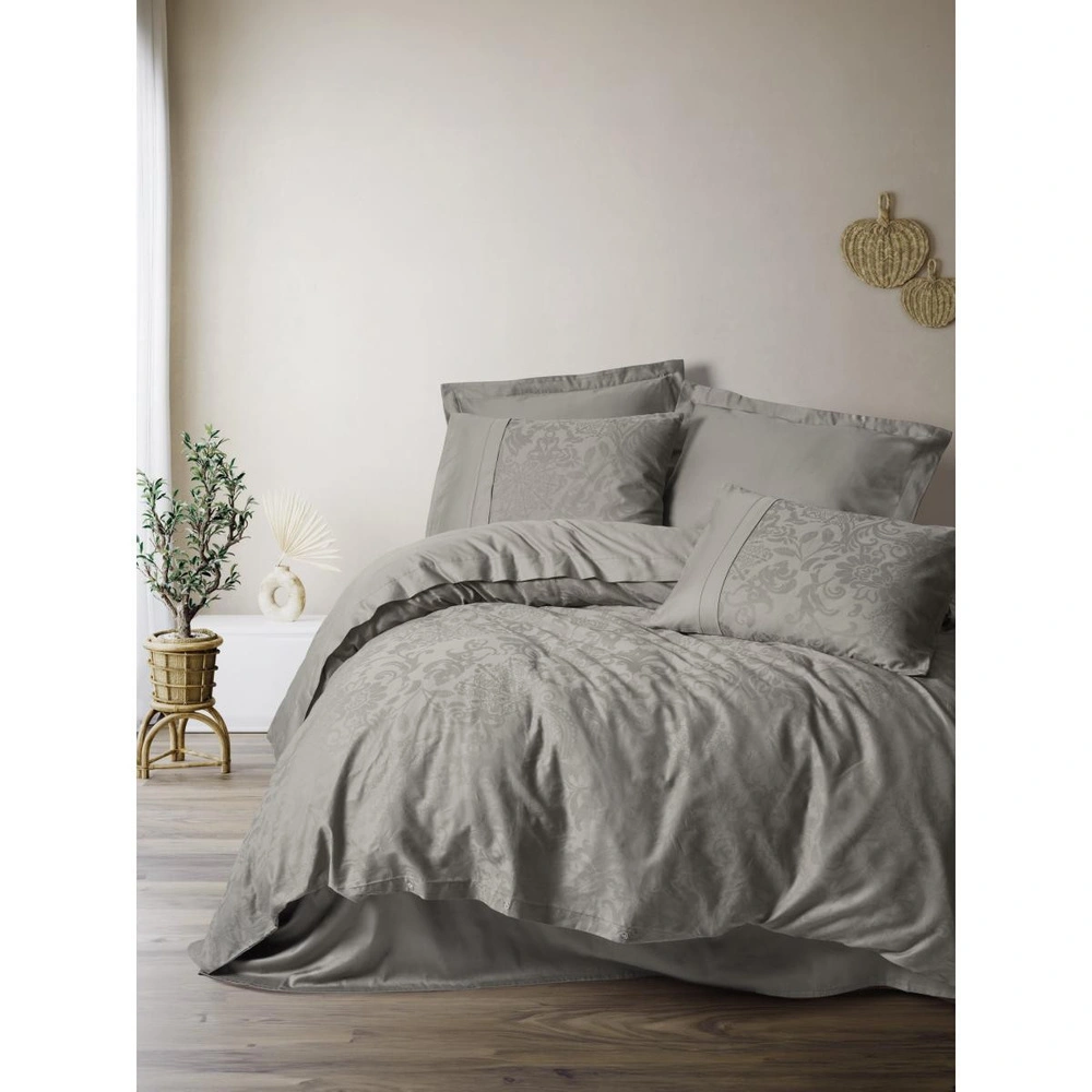 Cotton Box Jakarlı Saten Çift Kişilik Nevresim Takımı Demure Vizon görseli 1