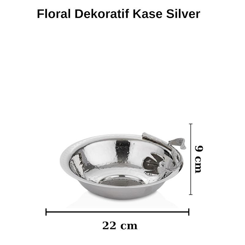 Cornella Floral Dekoratif Kase Silver Çap:22 Cm X Boy:9 Cm görseli 4