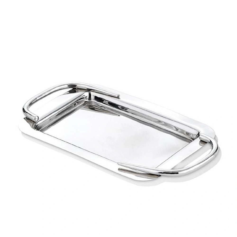 Cornella Basic Dikdörtgen Sunum Tepsisi Silver Küçük En:21 Cm X Boy:31 Cm X Tümü:38 Cm görseli 2