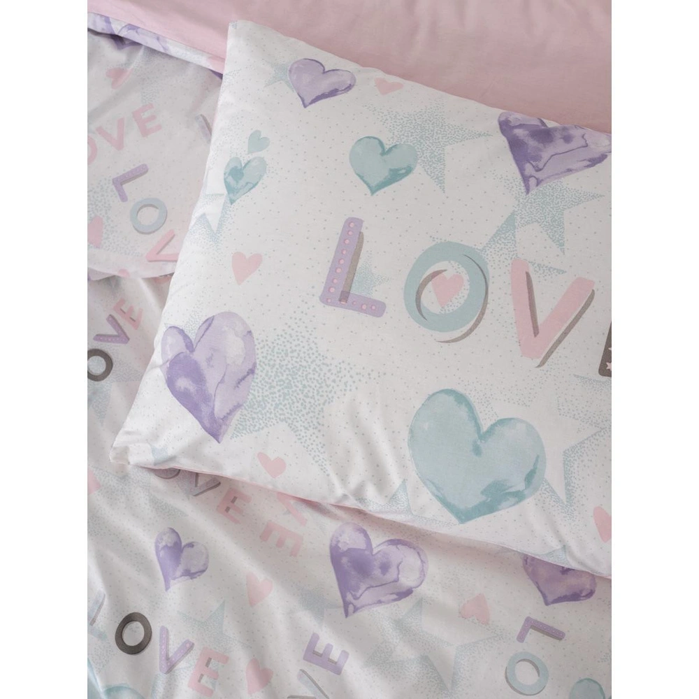 Cotton Box Genç Odası Tek Kişilik Lastikli Çarşaflı Nevresim Takımı Lovella Pembe görseli 2
