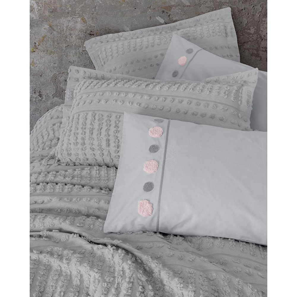 Cotton Box Limi Çift Kişilik Yatak Örtülü Nevresim Takımı Siva Gri görseli 2