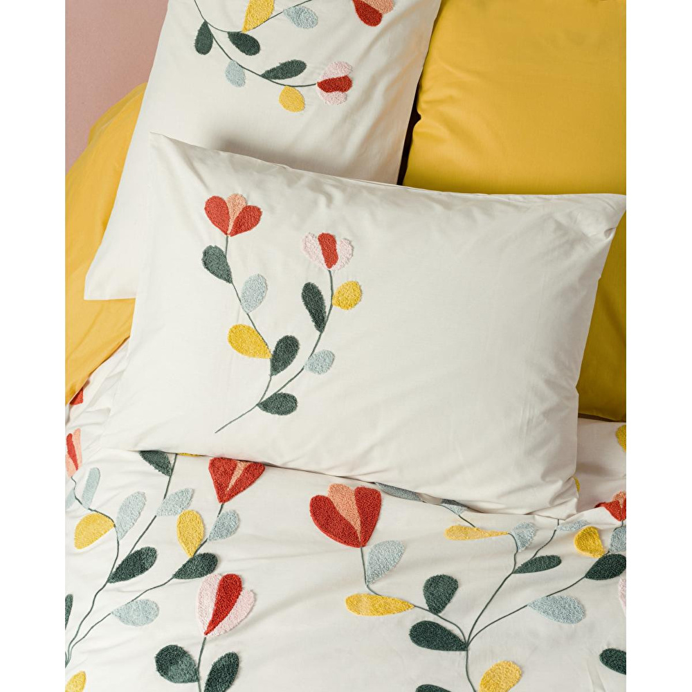 Cotton Box Puff Nakışlı Çift Kişilik Nevresim Takımı Nella Hardal görseli 3
