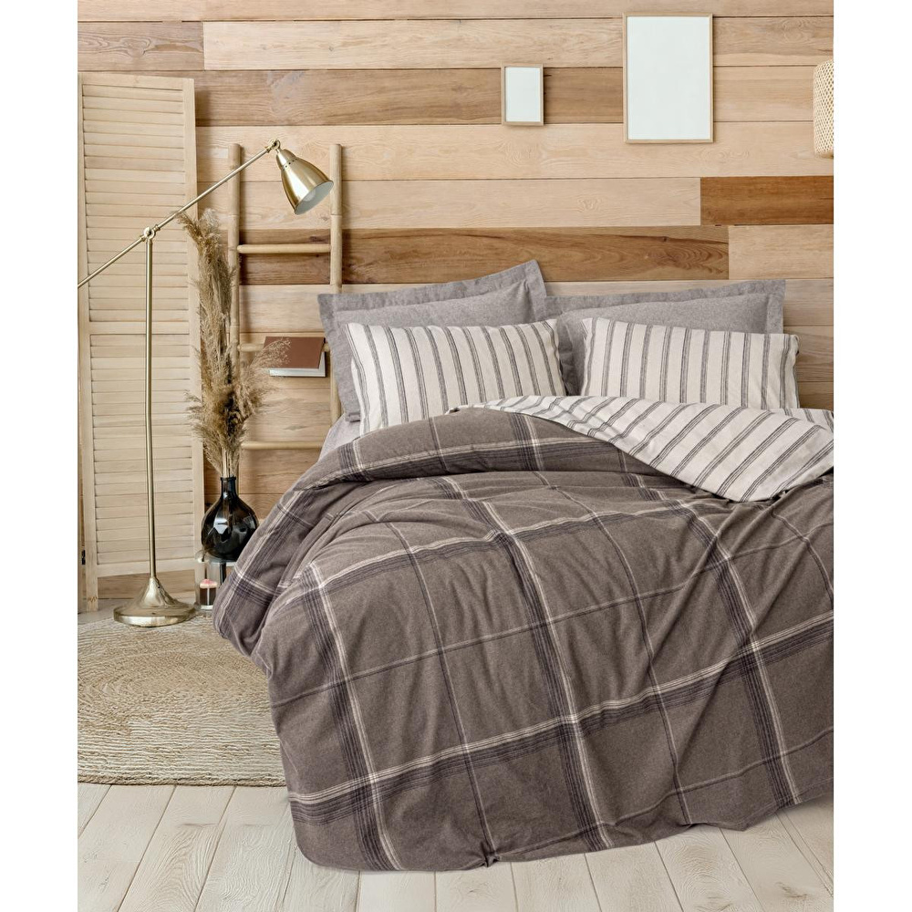 Cotton Box Warm Flanel Tek Kişilik Nevresim Takımı Caldo Kahve görseli 1