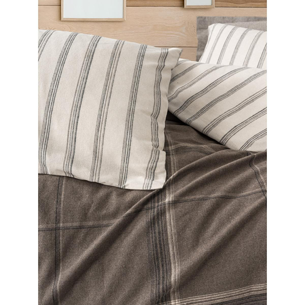 Cotton Box Warm Flanel Tek Kişilik Nevresim Takımı Caldo Kahve görseli 2