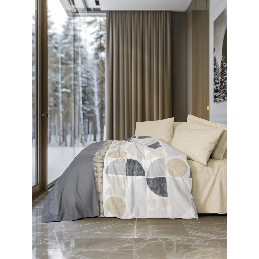 Cotton Box Modern Çift Kişilik Nevresim Takımı Formo Bej görseli 1