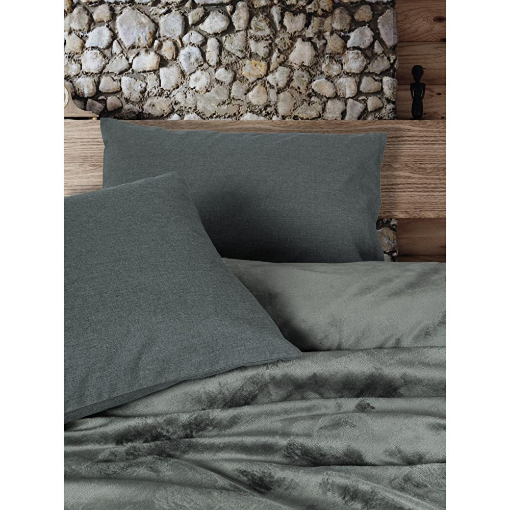 Cotton Box Velvet Çift Kişilik Nevresim Takımı Flossy Gri görseli 2