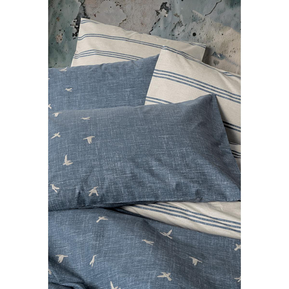 Cotton Box Klein Nakışlı Ranforce Çift Kişilik Nevresim Takımı Ceria Lacivert görseli 2