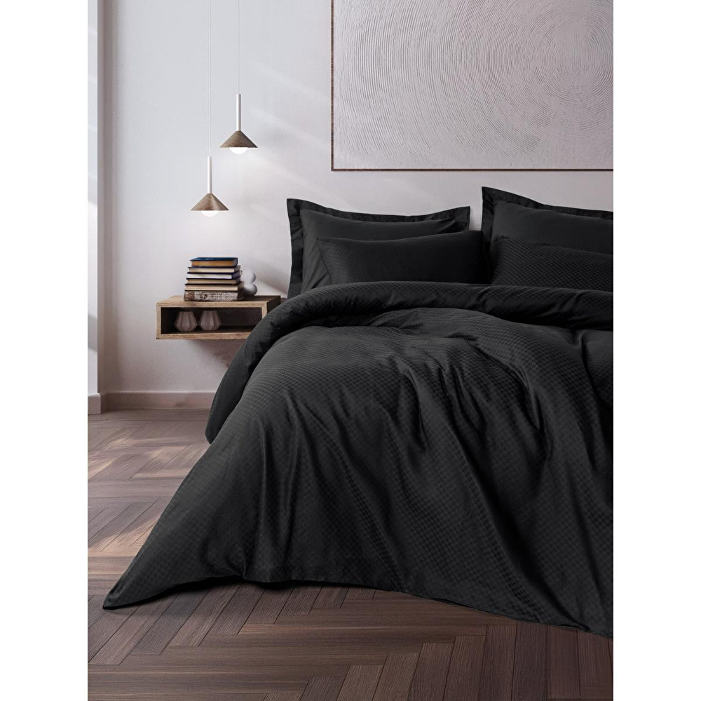 Cotton Box Plaid Ranforce Çift Kişilik Nevresim Takımı Siyah görseli 1