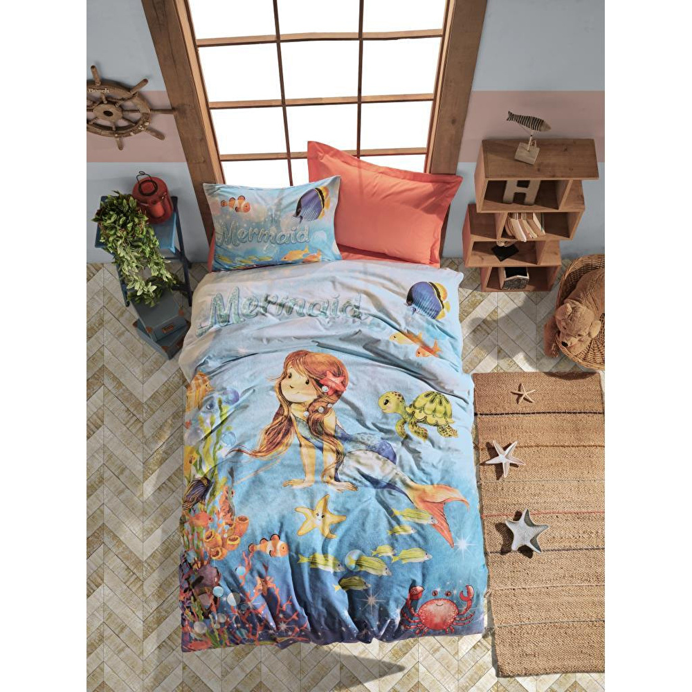 Cotton Box Junior Tek Kişilik Nevresim Takımı Mermaid Mercan görseli 1