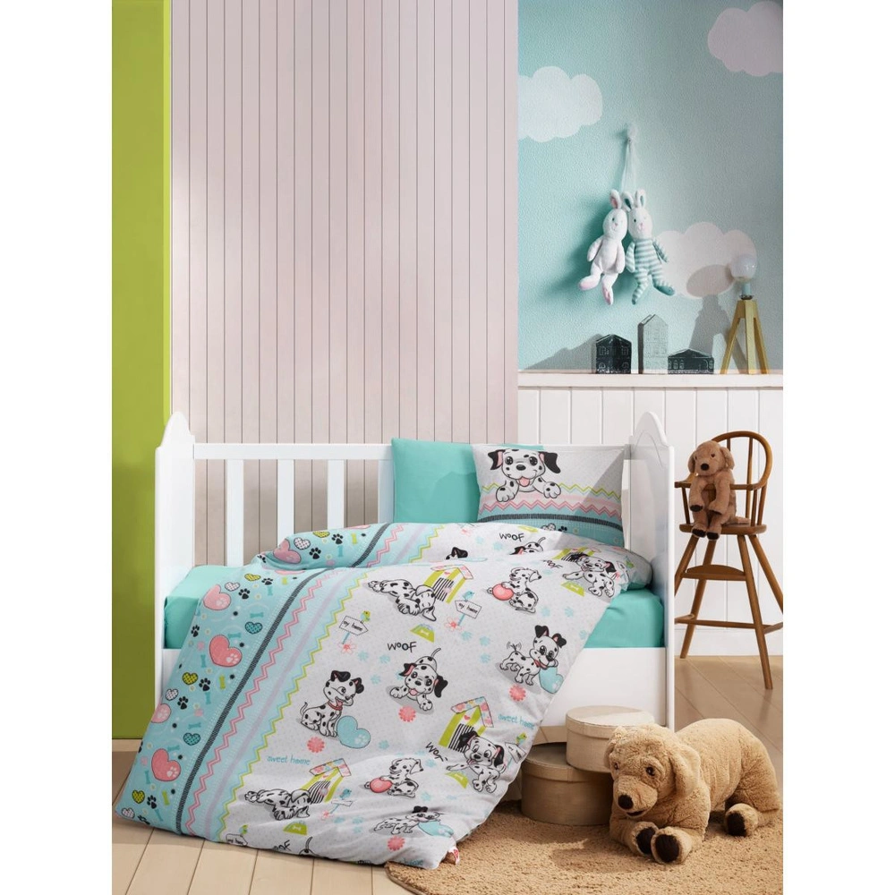 Cotton Box Flanel Bebek Nevresim Takımı Dalmaçyalı Mint görseli 1