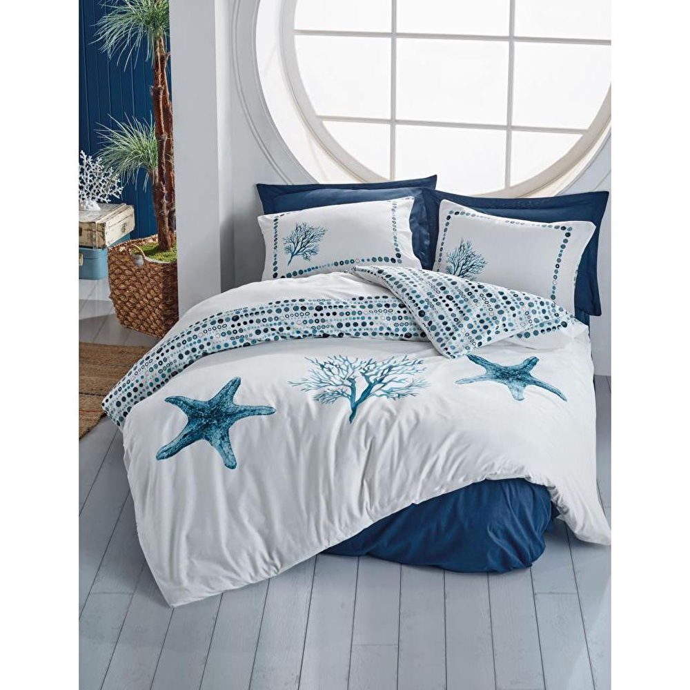 Cotton Box Maritime Çift Kişilik Nevresim Takımı Star Lacivert görseli 1