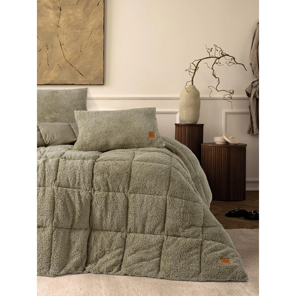 Cotton Box Tek Kişilik Peluş Yorgan Seti Taş 155x215 Cm görseli 1
