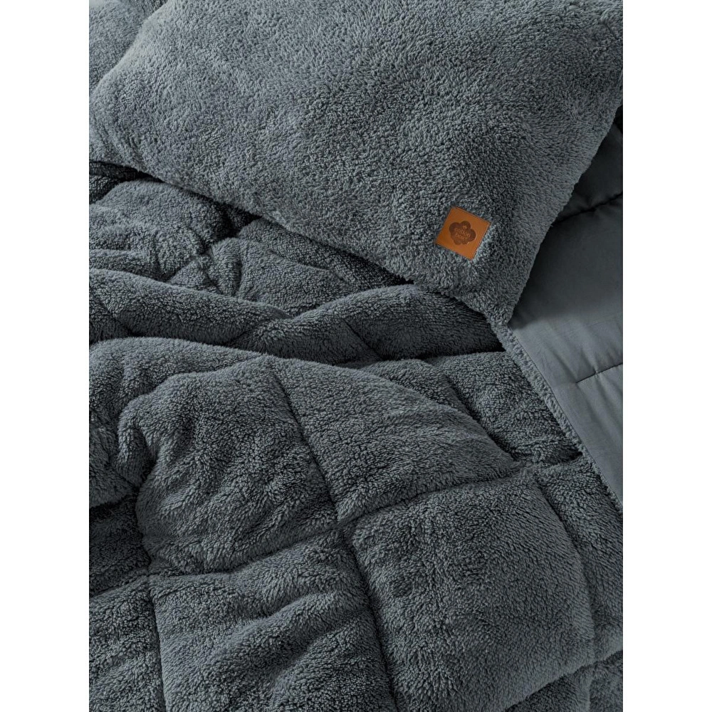 Cotton Box Çift Kişilik Peluş Yorgan Seti Gri 195x215 Cm görseli 2