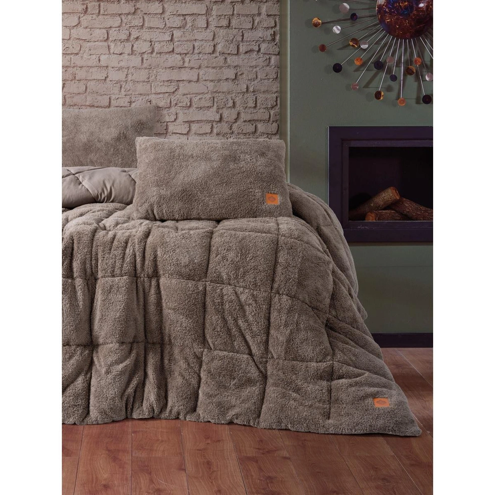 Cotton Box Çift Kişilik Peluş Yorgan Seti Bej 195x215 Cm görseli 1