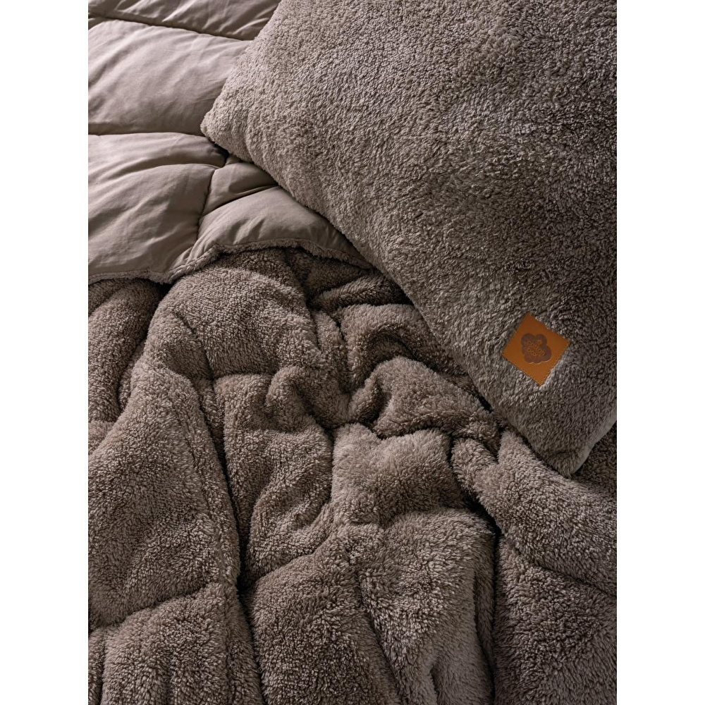 Cotton Box Tek Kişilik Peluş Yorgan Seti Bej 155x215 Cm görseli 3