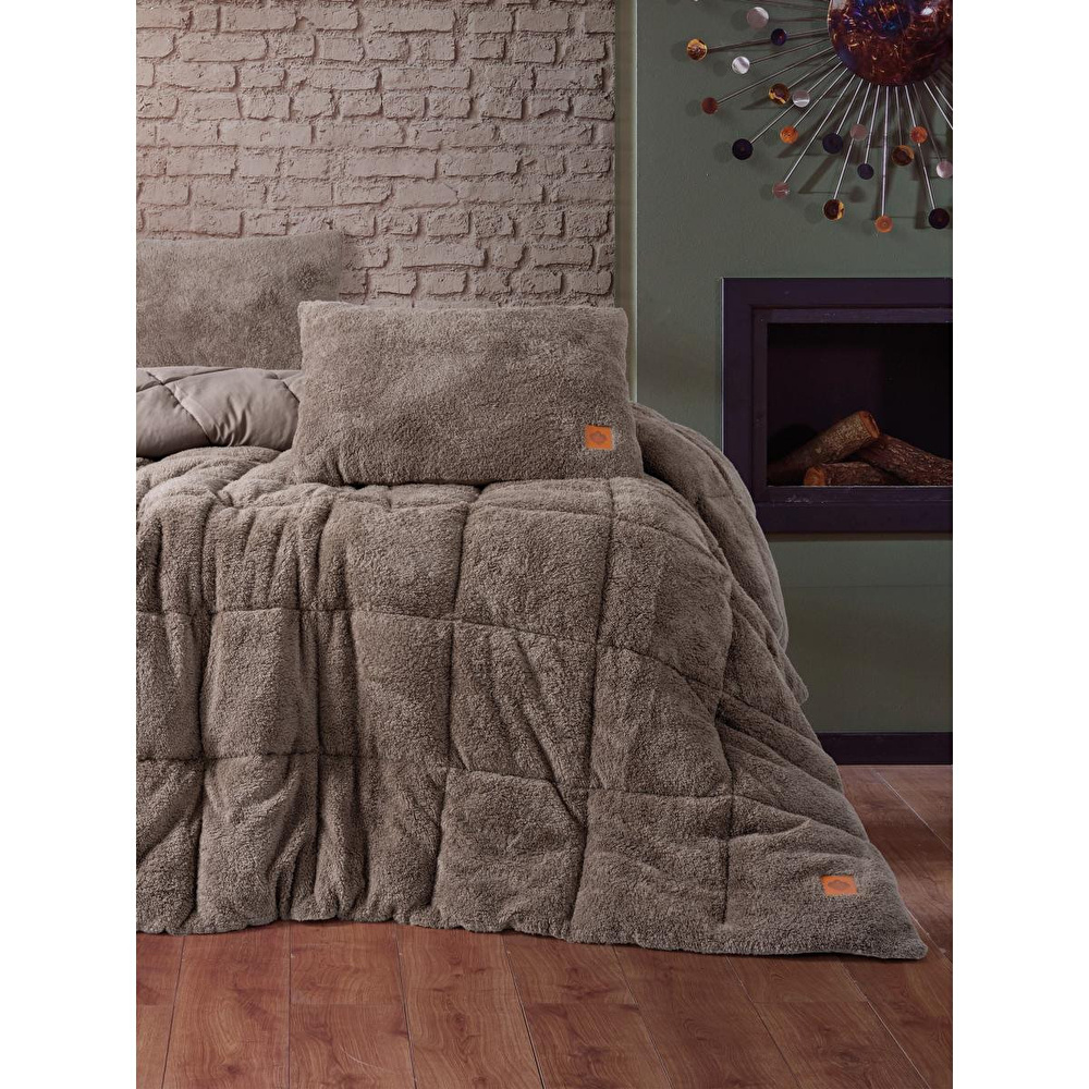 Cotton Box Tek Kişilik Peluş Yorgan Seti Bej 155x215 Cm görseli 1